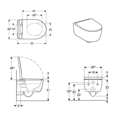 Унитаз подвесной Geberit ICON Rimfree, воронкоподобный, закритая форма, с сиденьем slow closing, с быстросъемными креплениями (500.784.01.1) Унитаз подвесной Geberit ICON Rimfree, воронкоподобный, закритая форма, с сиденьем slow closing, с быстросъемными креплениями (500.784.01.1)