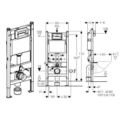 Инсталляция для унитаза Geberit DUOFIX Н112 (UP100) + унитаз Laufen PRO Rimless с сиденьем (H8619570000001+458.126.00.1)