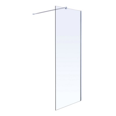 Комплект VOLLE Walk-In: Стенка 100*190см прозрачное стекло 8мм + Профиль стеновой хром 190см+Держатель стекла (D) с креплениями 100см, (18-08-100+18-01-01+18-05D-100)