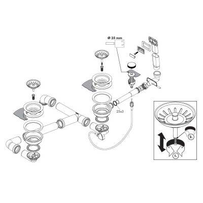 Сифон для кухонной мойки Hansgrohe D17-11 43938000, хром Сифон для кухонной мойки Hansgrohe D17-11 43938000, хром