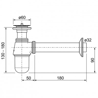 Сифон для умывальника с выпуском 1 1/4 Viega 102845, (патрубок 100мм, хром) Сифон для умывальника с выпуском 1 1/4 Viega 102845, (патрубок 100мм, хром)