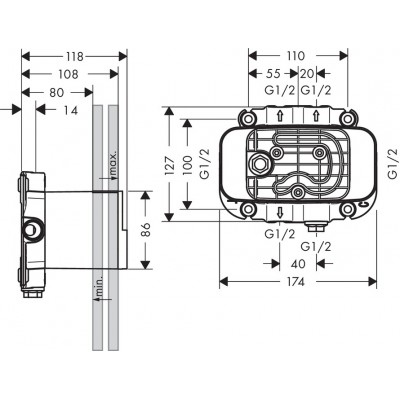 Скрытая часть для термостата AXOR One 45710180