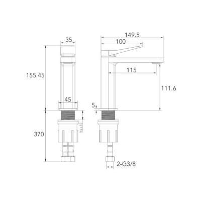 Смеситель для раковины без донного клапана DEVIT HB-GR5008BN, brushed nickel