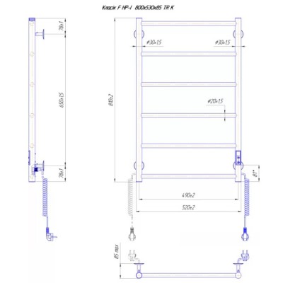 Полотенцесушитель электрический Mario 4820111357659 Классик F НР-I 800х530/75 TR K, черный матовый Полотенцесушитель электрический Mario 4820111357659 Классик F НР-I 800х530/75 TR K, черный матовый