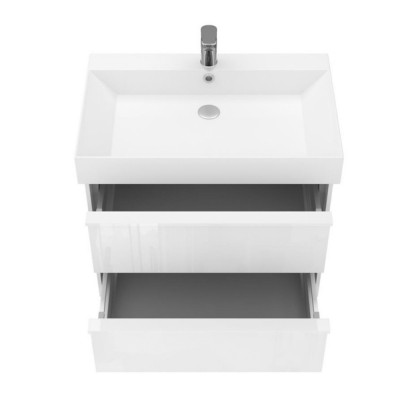 Тумба 70 Белая глянцевая с умывальником DEVIT QUADRA 083070W Тумба 70 Белая глянцевая с умывальником DEVIT QUADRA 083070W