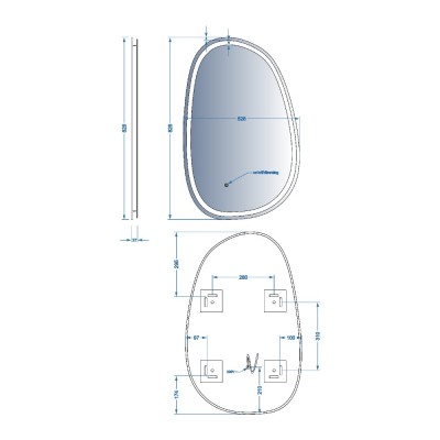 Асимметричное зеркало 800х500 с LED подсветкой и тачсенсором DEVIT Style 5415080