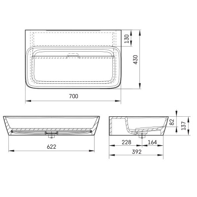 Раковина 70см из искусственного камня PAA IQUAS/00 QUADRO (Silkstone, белый мат)