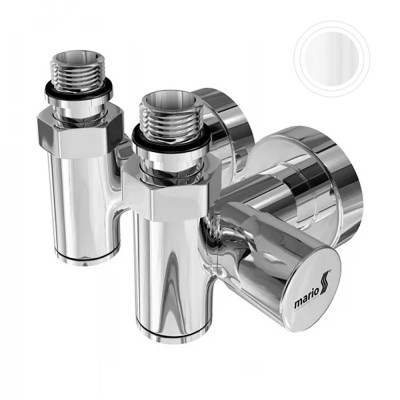 Угловой кран под ТЭН Mario 4820111357529, белый глянец