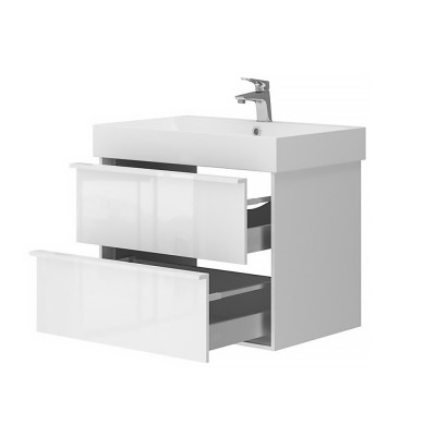Тумба 70 Белая глянцевая с умывальником DEVIT QUADRA 083070W Тумба 70 Белая глянцевая с умывальником DEVIT QUADRA 083070W