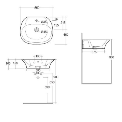 Раковина подвесная RAK Ceramics SENWB5501AWHA RAK SENSATION Раковина подвесная RAK Ceramics SENWB5501AWHA RAK SENSATION