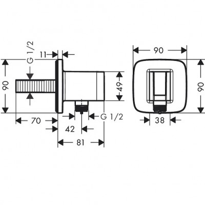 Шланговое подключение с держателем Hansgrohe FixFit Q 26887000, хром