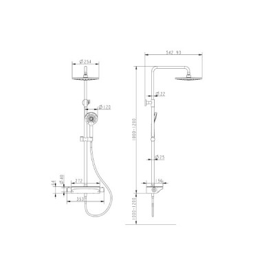 Термостатическая душевая система DEVIT HB-GRD012B, черный мат.