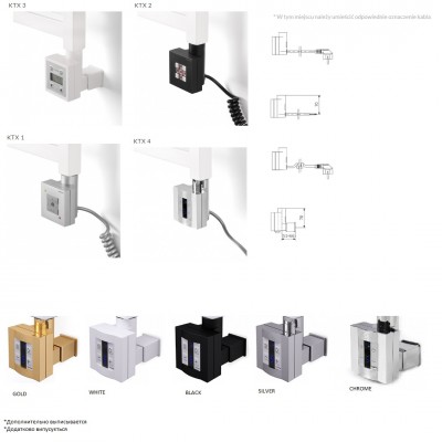 Полотенцесушитель электрический Terma WLZIG107050K9M5E8TS1D ZIGZAG 1070х500, (цвет черный мат, подключение E8, Split 400 W)