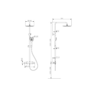 Термостатическая душевая система DEVIT HB-GRD008B, черный мат. Термостатическая душевая система DEVIT HB-GRD008B, черный мат.