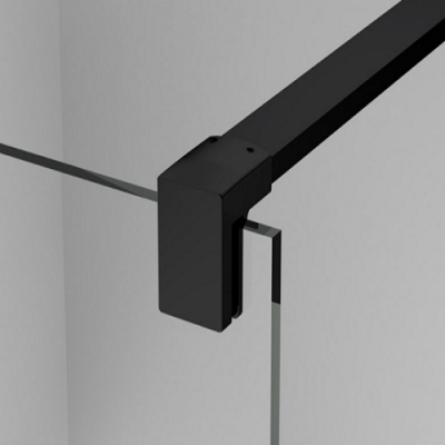 Душевая фиксированная перегородка SAN SWISS STR4P1000607 BlackLine WALK-IN EASY, (стекло прозрачное, профиль черный мат)