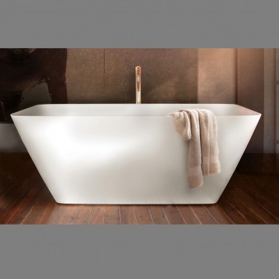 Ванна отдельностоящая 159 см из литого искусственного камня Silkstone PAA VAQUAS/00 QUADRO (с интегрированным сифоном, цвет белый мат)