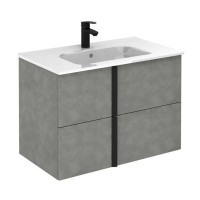 Тумба ROYO C0075458 (127165+123343) ONIX 80 см + раковина Slim, серый цемент