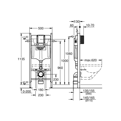 Инсталляция для унитаза Grohe 388400WG Rapid SL 388400WG