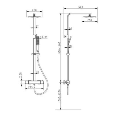 Термостатическая душевая система DEVIT HB-GRD009, хром Термостатическая душевая система DEVIT HB-GRD009, хром