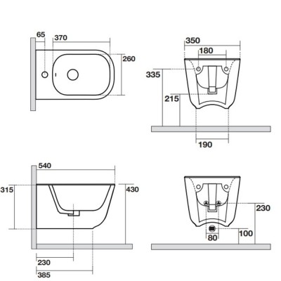 Биде подвесное Kerasan 5125 01 Tribeca (шумоизоляция + крепление WB9N)