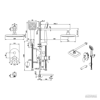 Душевая система со смесителем для ванной скрытого монтажа DEVIT SOUL 1824SP