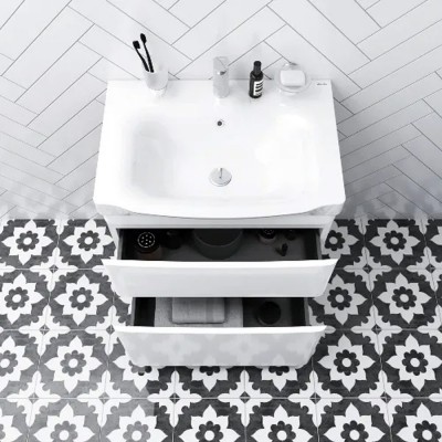 Тумба с раковиной на пол 65 см AM.PM M80-FSX0652-WC0652-38 LIKE, белый глянец