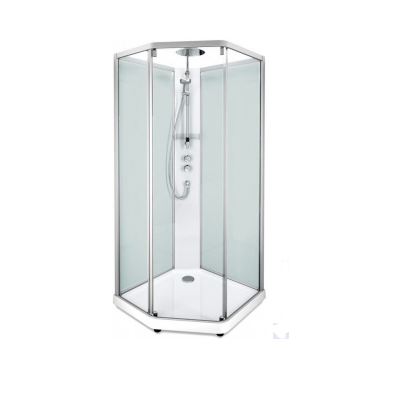 Душевая пятиугольная кабина IDO Showerama 10-5 Comfort 558.486.00.1 (100х100 см, профиль серебряный, прозрачное стекло/ матовое стекло)