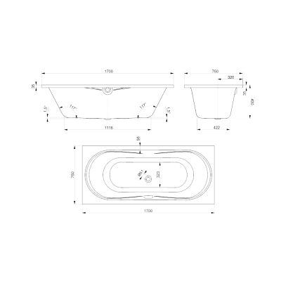 Ванна акриловая DEVIT Katarina 170х75 см  17075131 с ножками