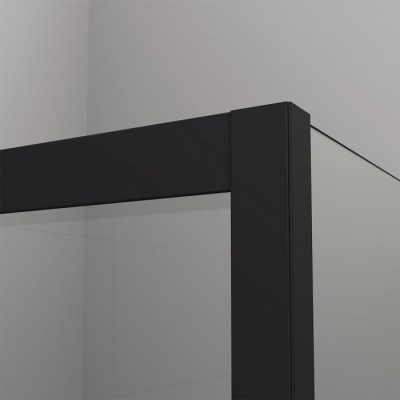 Душевая фиксированная перегородка SAN SWISS STR4P1000607 BlackLine WALK-IN EASY, (стекло прозрачное, профиль черный мат)
