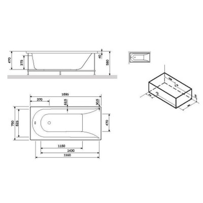 Каркас для ванны AM.PM W72A-170-075W-R2 Spirit 170х75