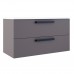 Тумба 100 см DEVIT 073816G FRESH (серая с черными ручками и белой овальной раковиной)