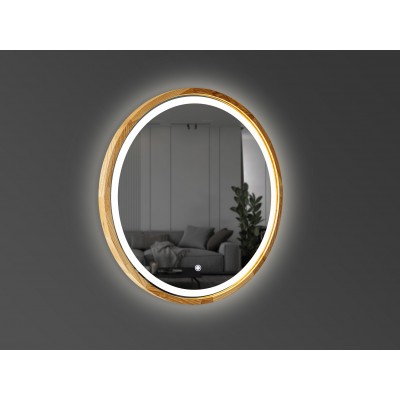 Зеркало с подсветкой LED дуб натуральный 850мм Luxury Wood Perfection Slim (аурная, фронтальная, сенсорная)