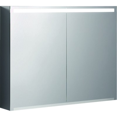 Зеркальный шкафчик 90 см Geberit Option 500.583.00.1, (с подсветкой, корпус зеркальный, дверцы зеркальные снаружи и внутри)