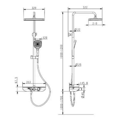 Термостатическая душевая система DEVIT HB-GRD013B, черный мат. Термостатическая душевая система DEVIT HB-GRD013B, черный мат.