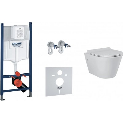 Инсталляция Grohe Rapid SL 3884000G + Унитаз подвесной безободковый Primera TOPIC 8320020 + крышка soft close slim