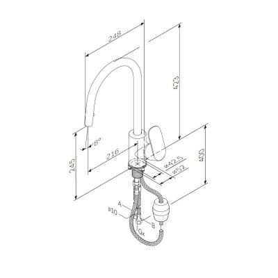 Смеситель для кухни с вытяжным изливом AM.PM LIKE F8012000, хром Смеситель для кухни с вытяжным изливом AM.PM LIKE F8012000, хром