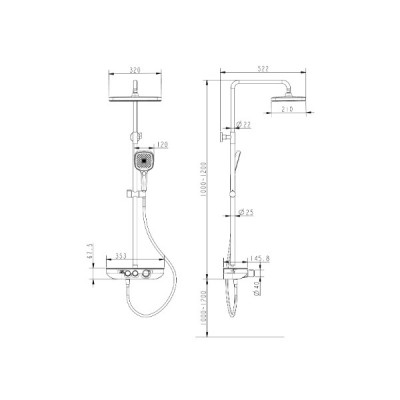 Термостатическая душевая система DEVIT HB-GRD013B, черный мат. Термостатическая душевая система DEVIT HB-GRD013B, черный мат.