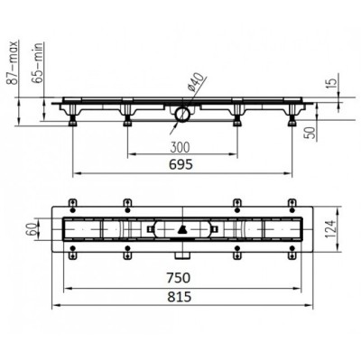 Душевой канал 750 мм с матовой решеткой Медиум MCH CH-750-MN1