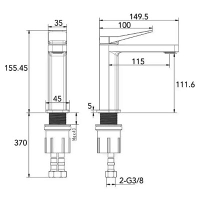 Смеситель для раковины без донного клапана DEVIT HB-GR5008BN, brushed nickel Смеситель для раковины без донного клапана DEVIT HB-GR5008BN, brushed nickel