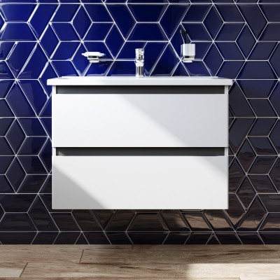 Тумба с раковиной подвесная AM.PM M85-FHX0802-WC0802WG38 X-Joy, (80 см, 2 ящика, белый глянец) Тумба с раковиной подвесная AM.PM M85-FHX0802-WC0802WG38 X-Joy, (80 см, 2 ящика, белый глянец)