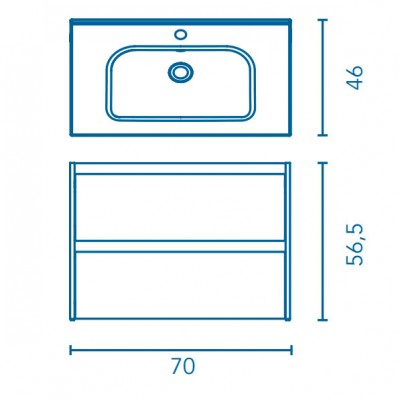 Тумба ROYO C0072482 (125067+126223) Sansa 70 см + раковина Enzo, белый глянец