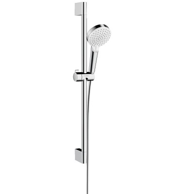 Душевая стойка с набором Hansgrohe Crometta Vario Green 26555400 (6 l/min со стойкой 65 cm, белый/хром)