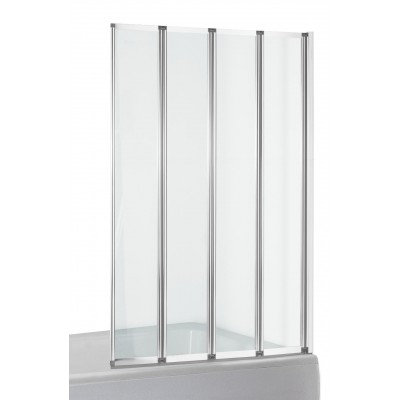 Шторка-гармошка EGER на ванну 89*140см, прозрачное стекло 5мм, профиль хром (599-110)
