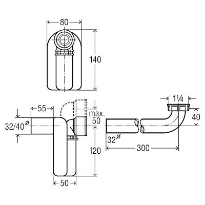 Сифон для умывальника Viega 570323 (1 1/4, компактный, пластик)