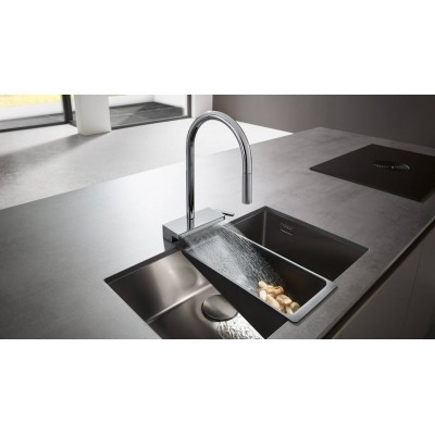 Смеситель для кухни с выдвижным душем Hansgrohe AQUNO SELECT M81 73831000, (3jet, sBox, хром)