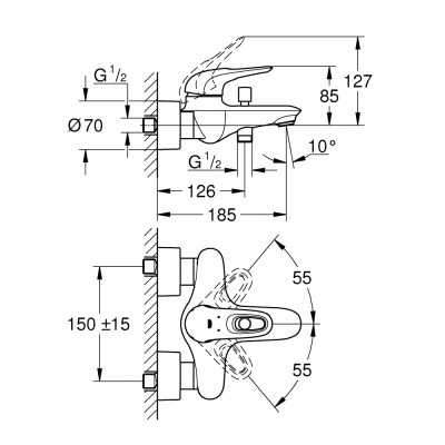 Смеситель для ванны Grohe EUROSTYLE 33591003