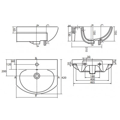 Умывальник мебельный Kolo RUNA 50см, с переливом (L81950000) Умывальник мебельный Kolo RUNA 50см, с переливом (L81950000)