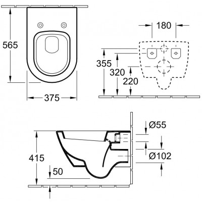 Унитаз подвесной Villeroy&Boch SUBWAY 2.0. (37,5*56,5см) (56001001)
