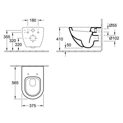 Унитаз подвесной в комплекте с сидением Villeroy&Boch VERITY DESIGN 5671H101 (с функцией slow-closing)