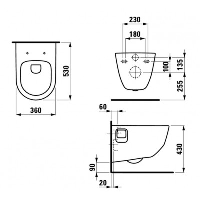Унитаз подвесной Laufen Комплект PRO RIMLESS с сидением slow-closing (H8209640000001+ H8969513000001)